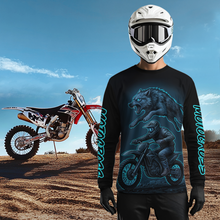 Load image into Gallery viewer, Custom Wolf Motocross Jersey Blue Dirt Bike Shirts for Men Kid Women Riding Jersey XM399