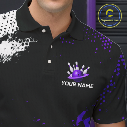 Purple Custom Bowling Shirts for Women Men Bowling Jersey Polo&1/4 Zip Shirt for Team MBL224