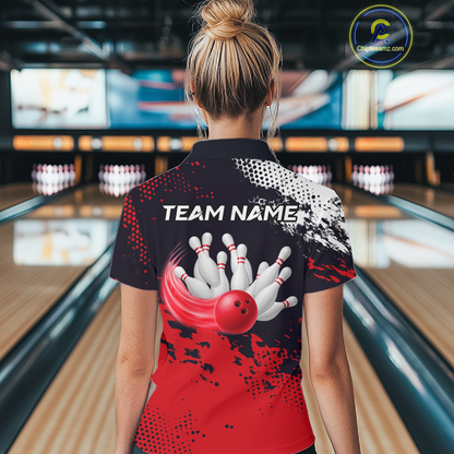 Red Custom Bowling Shirts for Women Men Bowling Jersey Polo&1/4 Zip Shirt for Team MBL224