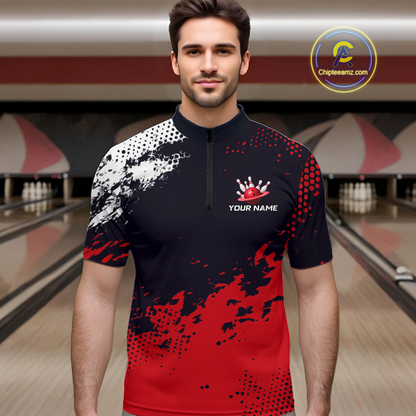 Red Custom Bowling Shirts for Women Men Bowling Jersey Polo&1/4 Zip Shirt for Team MBL224
