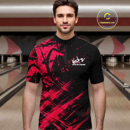 Custom Pink Bowling Shirts for Team Women Men Bowling Polo&1/4 Zip Shirt for Couple MBL233
