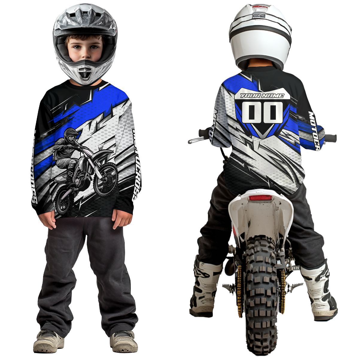 Blue Motocross Jersey for Men Kid Women Dirt Bike Jersey Youth Motorcycle Riding Shirt XM487