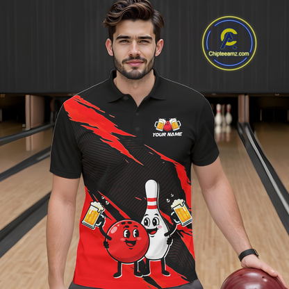 Red Funny Beer Bowling Shirts Beer Bowling Jersey Team Women Men Bowl League MBL258