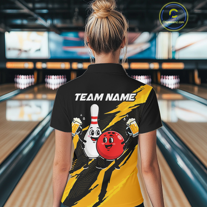 Yellow Funny Beer Bowling Shirts Beer Bowling Jersey Team Women Men Bowl League MBL258