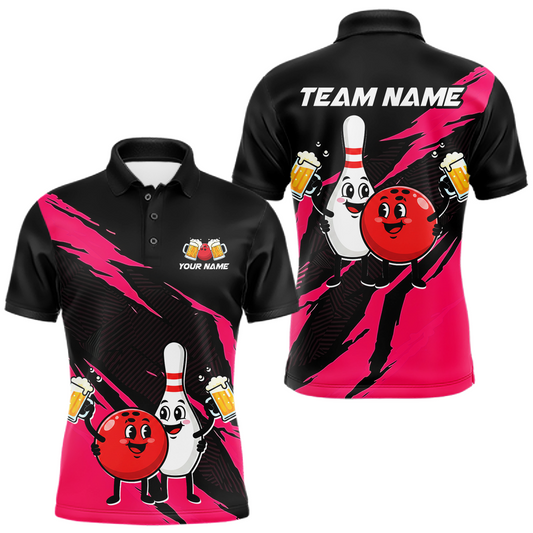 Pink Funny Beer Bowling Shirts Beer Bowling Jersey Team Women Men Bowl League MBL258