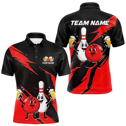 Red Funny Beer Bowling Shirts Beer Bowling Jersey Team Women Men Bowl League MBL258