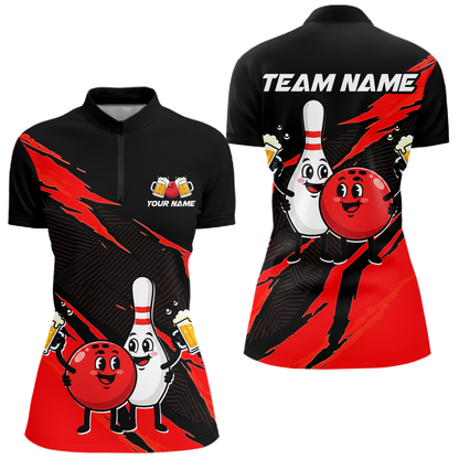 Red Funny Beer Bowling Shirts Beer Bowling Jersey Team Women Men Bowl League MBL258