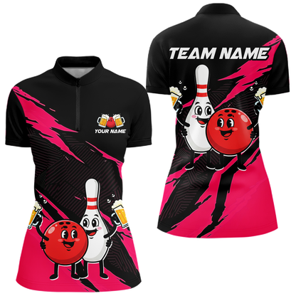 Pink Funny Beer Bowling Shirts Beer Bowling Jersey Team Women Men Bowl League MBL258