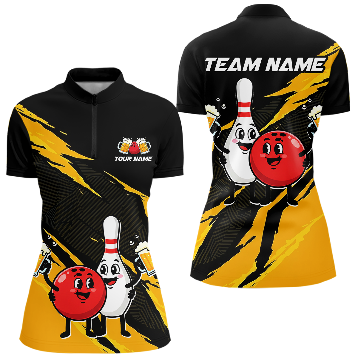 Yellow Funny Beer Bowling Shirts Beer Bowling Jersey Team Women Men Bowl League MBL258