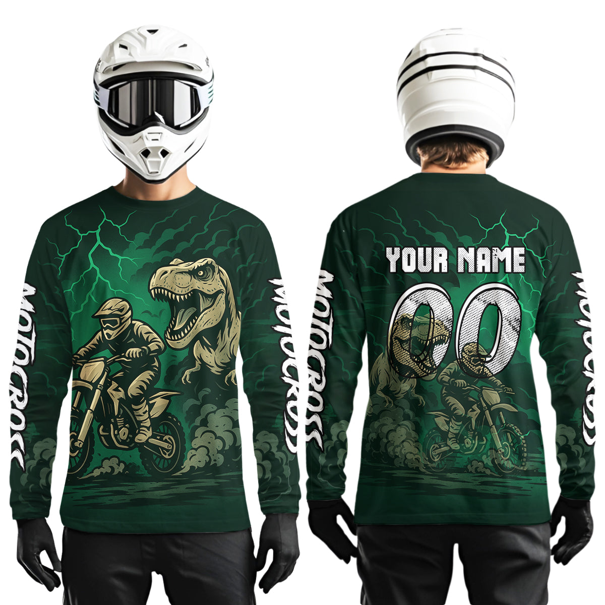 Green Dinosaur Motocross Jersey Dirt Bike Shirts for Men Kid Women Racing Jersey XM414