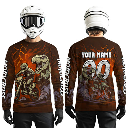 Orange Dinosaur Motocross Jersey Dirt Bike Shirts for Men Kid Women Racing Jersey XM414