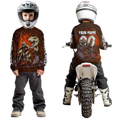 Orange Dinosaur Motocross Jersey Dirt Bike Shirts for Men Kid Women Racing Jersey XM414