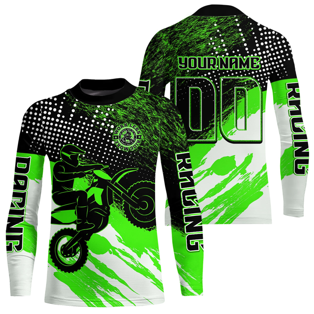 Custom Green Motocross Racing Jersey for Men Women Kid Dirt Bike Shirts Riding Shirt XM445