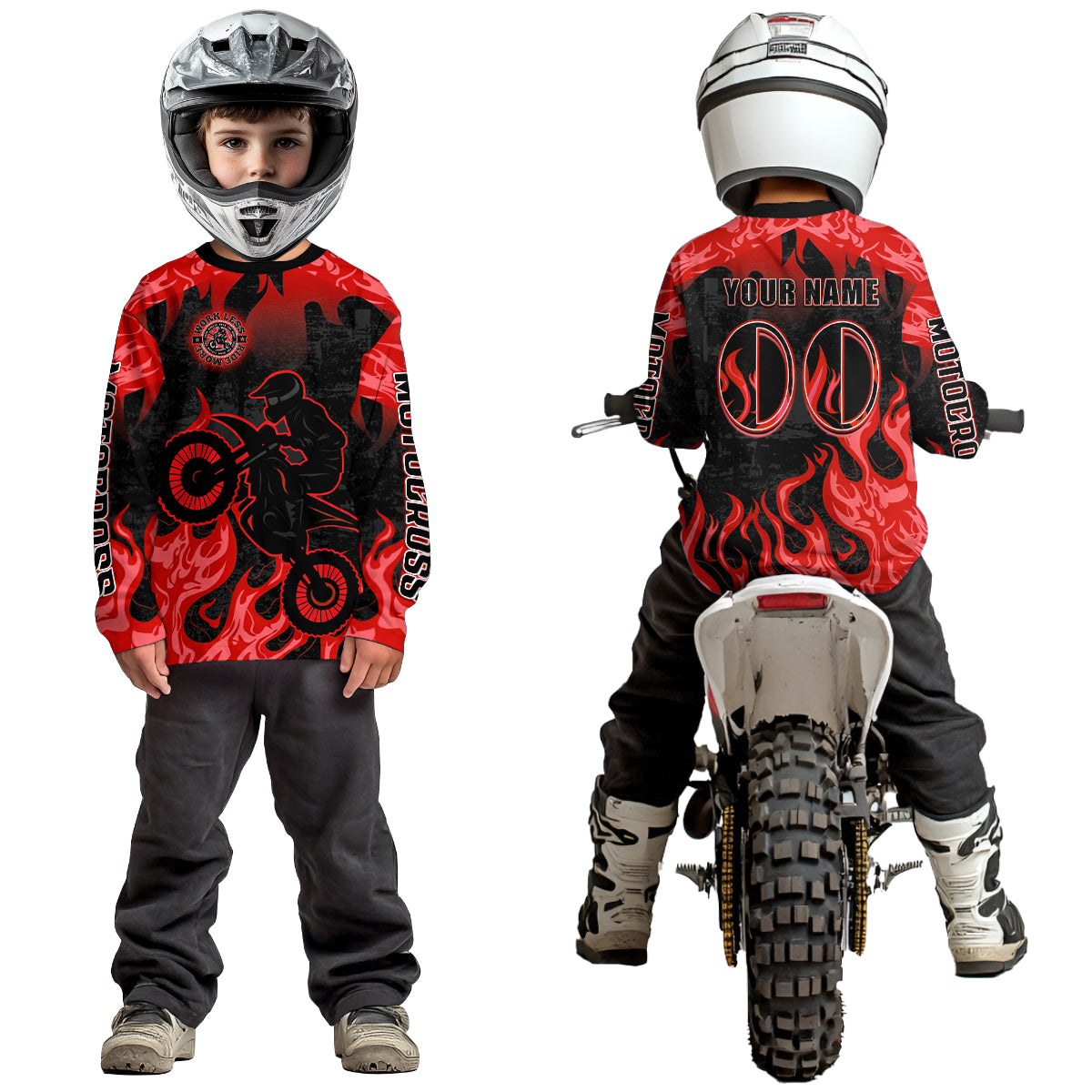 Red Flaming Motocross Racing Jersey Men Women Kid Dirt Bike Shirts Motorcycle Shirt XM447