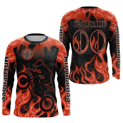 Orange Flaming Motocross Racing Jersey Men Women Kid Dirt Bike Shirts Motorcycle Shirt XM447