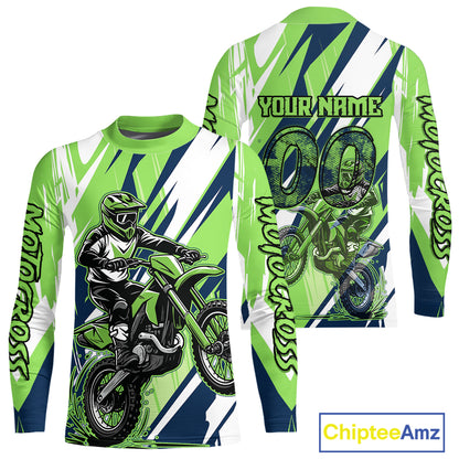 Green Motocross Jersey for Men Women Kid Dirt Bike Shirts Custom Off road Riding Shirt XM466