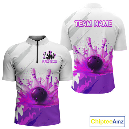 Watercolor Purple Bowling Shirts for Women Men Custom Bowling Jerseys for Team MBL218