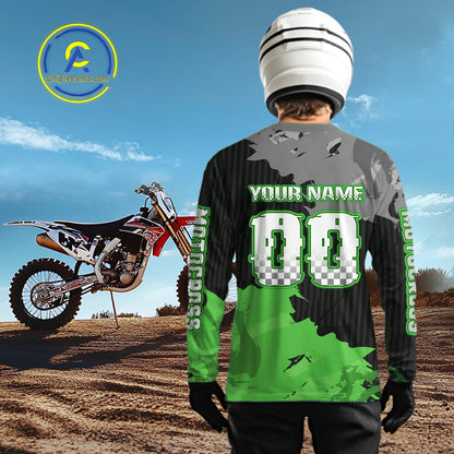 Green Custom Motocross Racing Jersey for Kid Men Women Dirt Bike Shirts Moto Shirt XM478