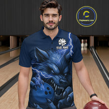 Load image into Gallery viewer, Wolf Bowling Shirts for Team Women Men Custom Blue Wolf Bowling Polo and 1/4 Zip MBL191