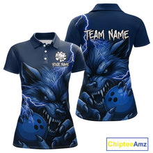 Load image into Gallery viewer, Wolf Bowling Shirts for Team Women Men Custom Blue Wolf Bowling Polo and 1/4 Zip MBL191