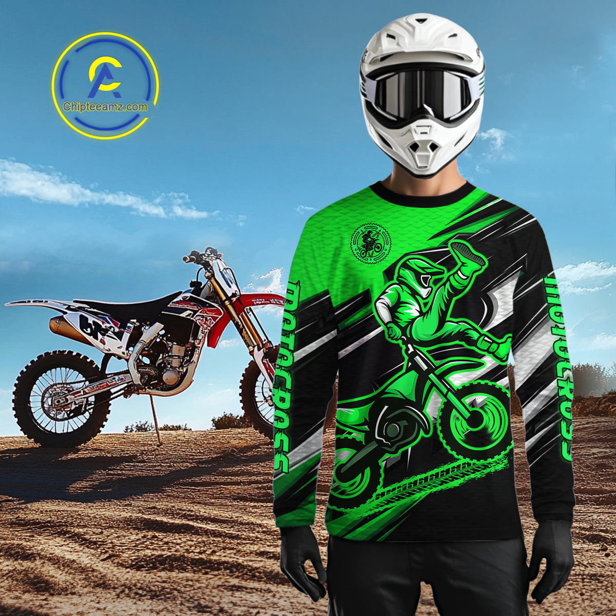 Custom Green Motocross Jersey Men Kid Women Dirt Bike Jersey Motorcycle Riding Shirt XM486