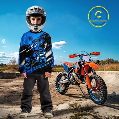 Custom Blue Motocross Jersey Men Kid Women Dirt Bike Jersey Motorcycle Riding Shirt XM486