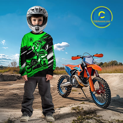 Custom Green Motocross Jersey Men Kid Women Dirt Bike Jersey Motorcycle Riding Shirt XM486