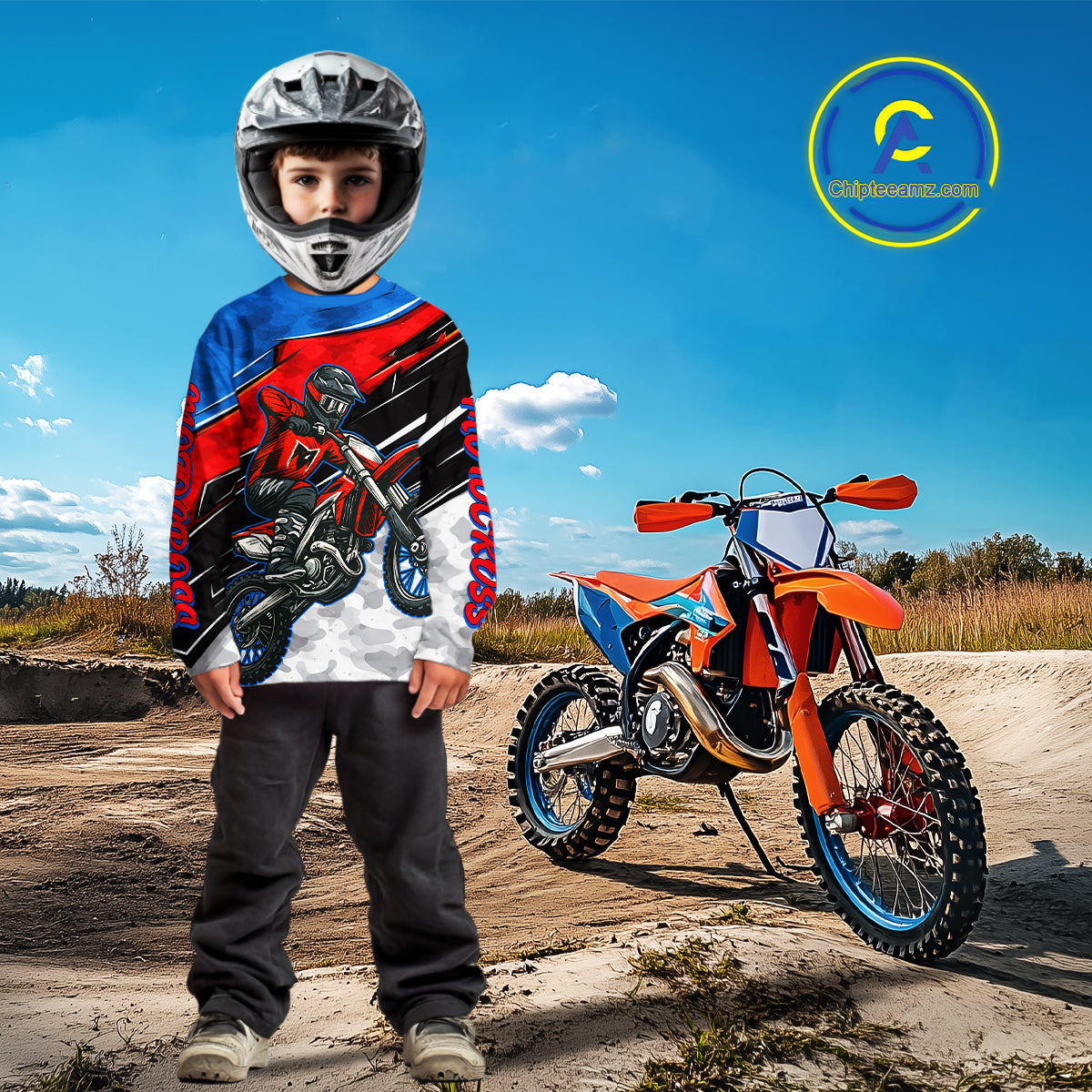 Blue and Red Motocross Jersey Custom Dirt Bike Shirts Men Kid Women Riding Shirt XM489