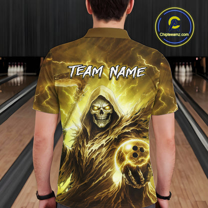 Yellow Bowling Shirts for Team Women Men Custom Death Bowling Jersey Bowl League MBL248