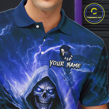 Load image into Gallery viewer, Blue Bowling Shirts for Team Women Men Custom Death Bowling Jersey Bowl League MBL248