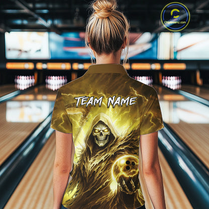 Yellow Bowling Shirts for Team Women Men Custom Death Bowling Jersey Bowl League MBL248