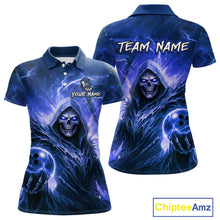 Load image into Gallery viewer, Blue Bowling Shirts for Team Women Men Custom Death Bowling Jersey Bowl League MBL248