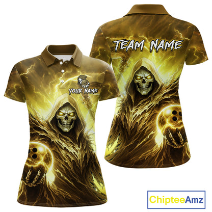 Yellow Bowling Shirts for Team Women Men Custom Death Bowling Jersey Bowl League MBL248