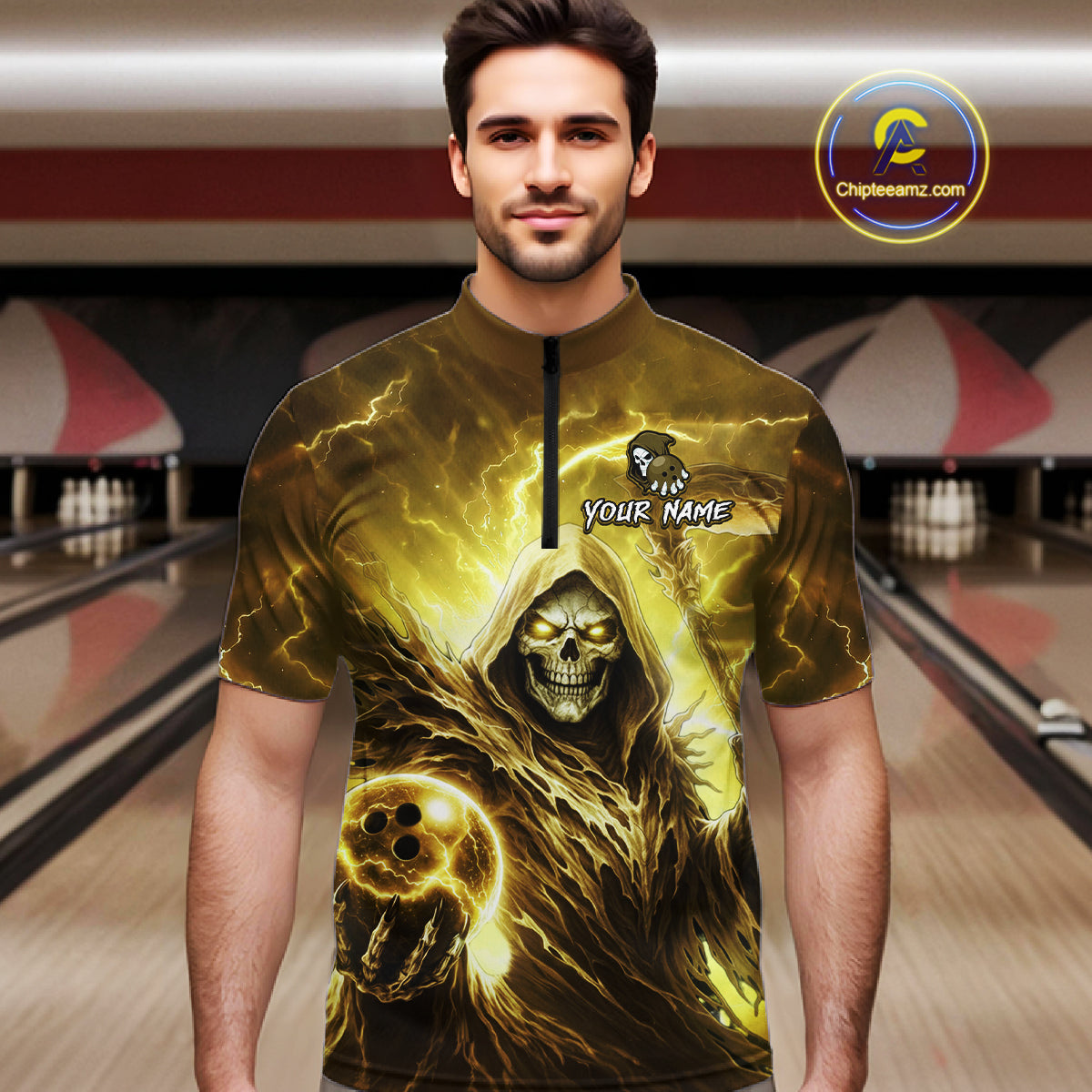 Yellow Bowling Shirts for Team Women Men Custom Death Bowling Jersey Bowl League MBL248