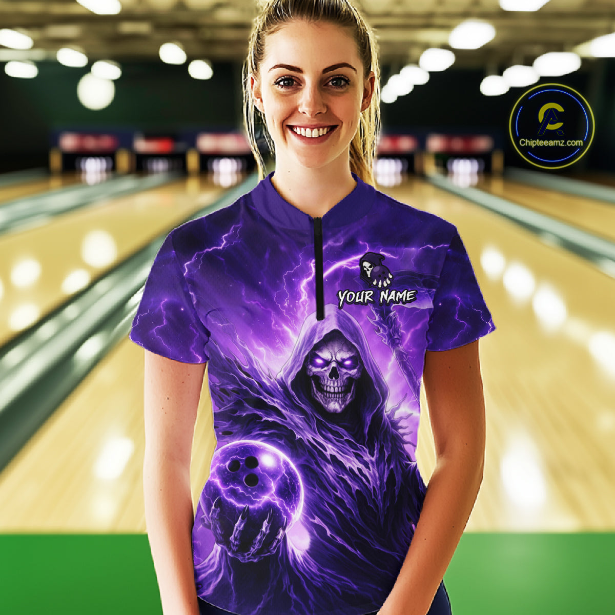 Purple Bowling Shirts for Team Women Men Custom Death Bowling Jersey Bowl League MBL248