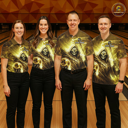 Yellow Bowling Shirts for Team Women Men Custom Death Bowling Jersey Bowl League MBL248