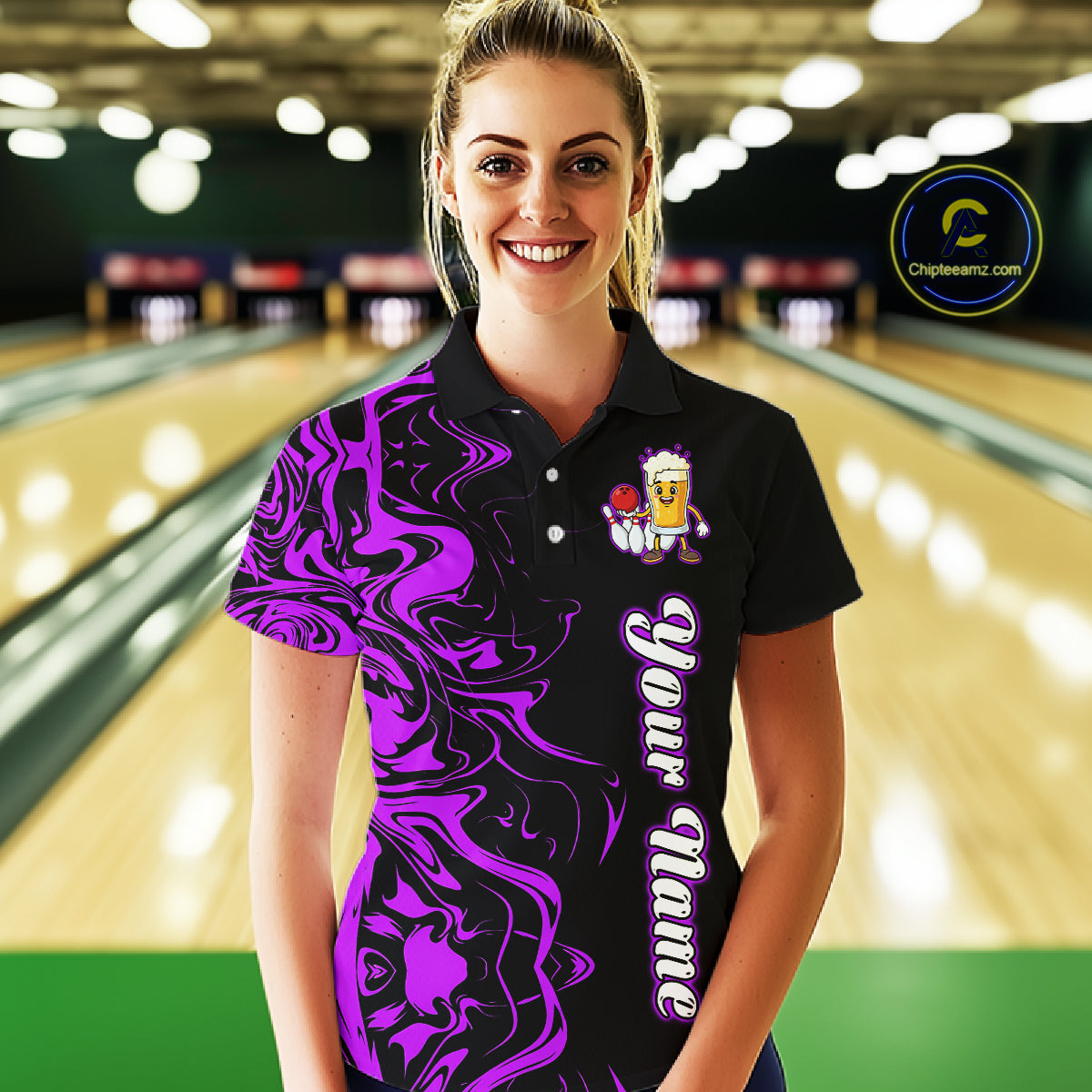 Funny Beer Bowling Shirts Team Women Men Custom Purple Bowling Jersey for Bowler MBL250