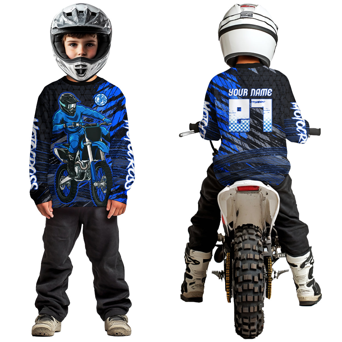 Blue Motocross Racing Jersey Kids Women Men Custom Dirt Bike Shirts Motorcycle Shirt XM494