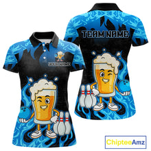 Load image into Gallery viewer, Blue Flaming Beer Bowling Shirts Beer Bowling Jersey for Team Women Men Bowler MBL262
