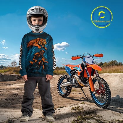 Tiger Motocross Jersey Custom Blue Dirt Bike Shirts for Men Kid Women Racing Jersey XM410
