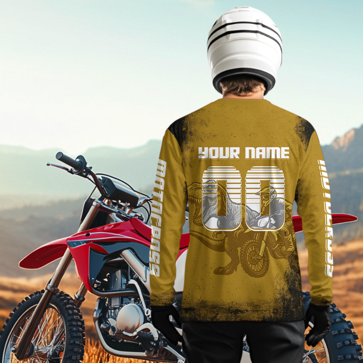 Yellow Dinosaur Motocross Jersey Custom Dirt Bike Shirt Men Kid Women Racing Jersey XM411