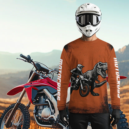 Orange Dinosaur Motocross Jersey Custom Dirt Bike Shirt Men Kid Women Racing Jersey XM411