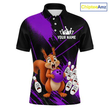 Custom Purple Squirrel Bowling Jersey for Men Bowling Team Shirts Bowling Polo & 1/4 Zip HNT301