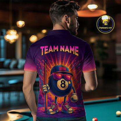 8 Ball Billiard Shirts for Men Retro Custom Billiard Team Shirts Billiard League Polo & 1/4 Zip NNT98