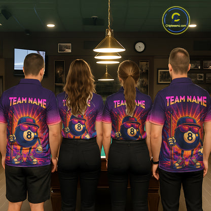 8 Ball Billiard Shirts for Men Retro Custom Billiard Team Shirts Billiard League Polo & 1/4 Zip NNT98