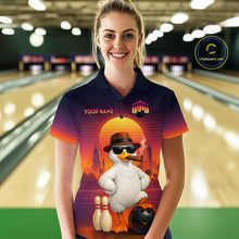 Load image into Gallery viewer, Custom Funny Duck Bowling Jersey for Women Bowling Uniform Polo &amp; 1/4 Zip Bowling Team Shirts HNT235