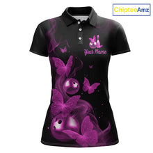 Load image into Gallery viewer, Custom Pink Butterfly Galaxy Bowling Jersey for Women Bowling Team Shirts Bowling League HNT310