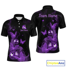 Load image into Gallery viewer, Custom Purple Butterfly Galaxy Bowling Jersey for Men Bowling Team Shirts Bowling League HNT310