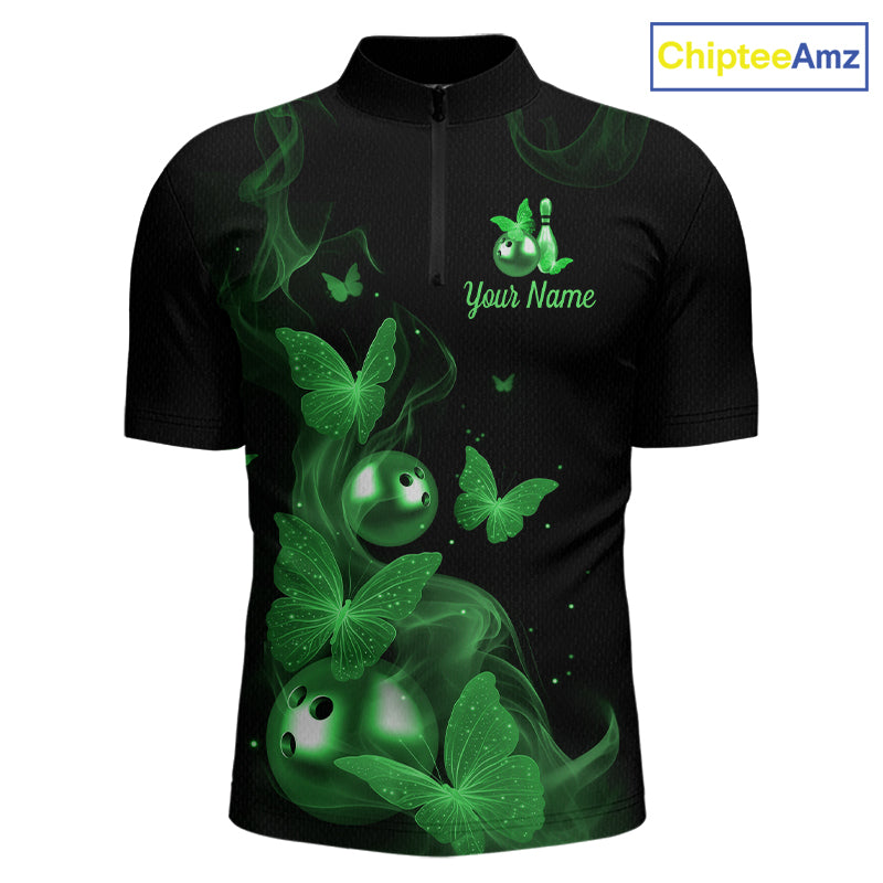 Custom Green Butterfly Galaxy Bowling Jersey for Men Bowling Team Shirts Bowling League HNT310