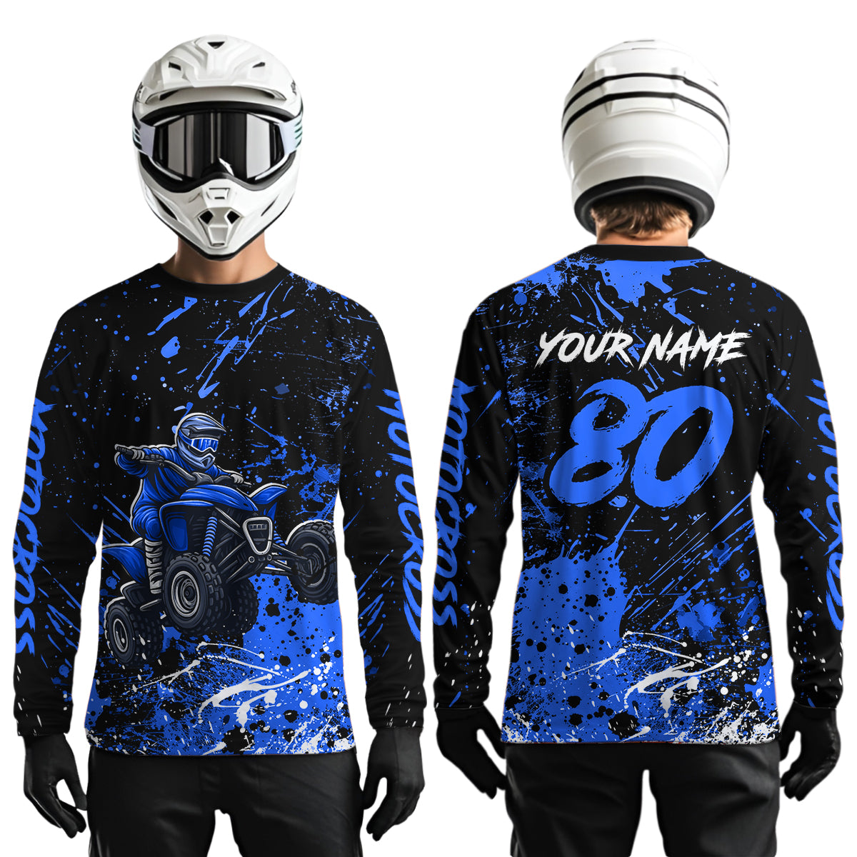 Blue Youth ATV Motocross Shirts Kid Men Women Custom Off-Road Quad Bike Shirt UPF30+ DNT77